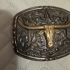 Nocona Longhorn Belt Buckle Silver And Gold Tones