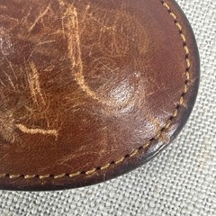 Vintage Brown Leather Covered Western Oval Belt Buckle Fits 1.75” Belt USA