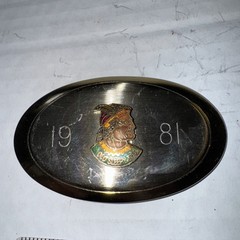 1981 Old Sleepy Eye Stoneware Vintage Rare Old Belt Buckle Fast Free-shipping