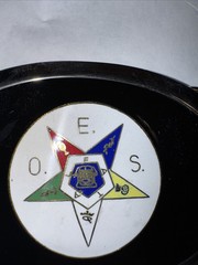Vintage O E S masonic Black Silver Belt Buckle Rare Free Shipping