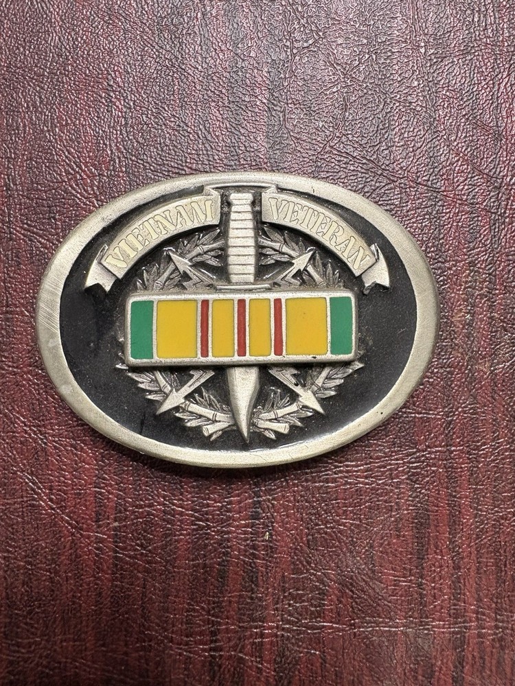 Vintage Vietnam Veteran Belt Buckle Made in USA Military Vet Collectible