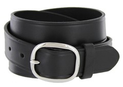 Belts.com Full Leather Work Uniform Belt with Rounded Buckle 1 and 34, Black