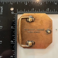 1987 Deere & Company Moline Illinois Octagon Buck Belt Buckle Deere Stag D Logo