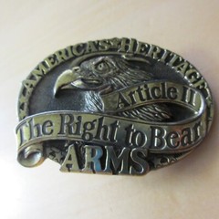 oval – America&rsquo;s Heritage 3 x 2 3/8  » thick BELT BUCKLE eagle right to bear arms