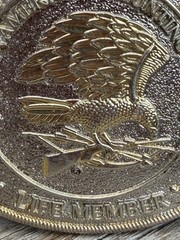 Vtg North American Hunting Club Wings of Gold Brass Belt Buckle Life Member READ