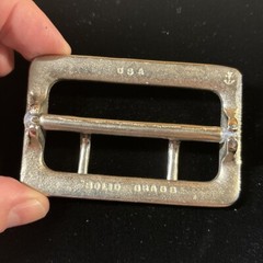 Vintage Solid Brass Chrome Plated 2.25” Double Prong Duty Belt Buckle USA #6