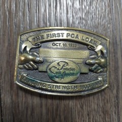 Vtg Belt Buckle The First PCA Loan 1933 50th Anniversary 3D Relief