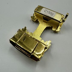 Double Dragon Rhinestone Ratchet Belt Buckle Gold Tone Automatic Slide