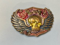 Skull With Wings – Colorful Cutout Belt Buckle – Fast Usa Shipping