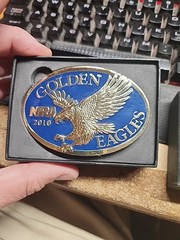 2010 NRA Golden Eagles Belt Buckle – Blue Inlay New in Original Box
