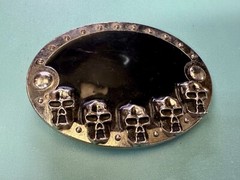 Five Skull&rsquo;s Head Black Enameled Halloween Gothic Punk Silver Color Belt Buckle