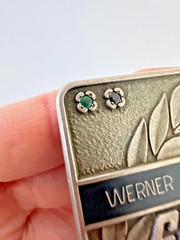 Werner Enterprises Safety Award belt buckle Emerald Sapphire Gemstones AS IS