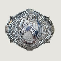 Montana Silversmiths Horse Head Horseshoe Western Belt Buckle Silver Tone Floral