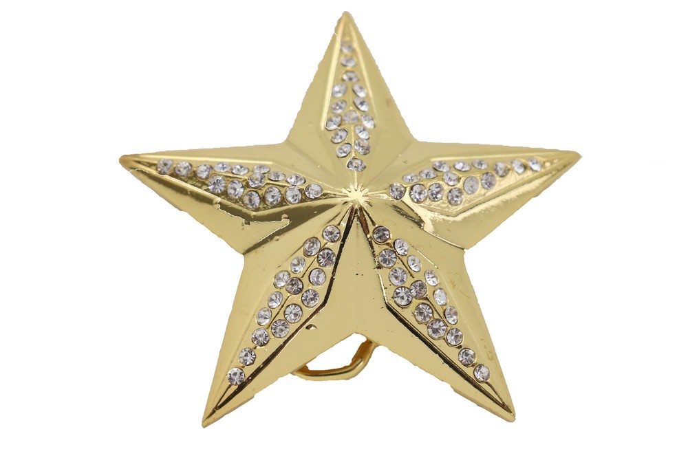 Brand New Men Women Gold Metal Fashion Belt Buckle Western Texas Lone Star Shiny