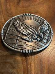 Silver USA Flag Bald Eagle Belt Buckle Flying Bird Father’s Day Gift