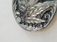 Black Enameled Diamond Cut Pewter Horse Buckle
