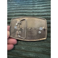 Vintage Agate Stone Belt Buckle Silver Gold Tone Mens Western Accessory