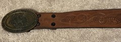 EAGLE BUCKLE PATRIOTIC BI-CENTENNIAL 1776-1976 200TH ANNIVERSARY ON LEATHER BELT