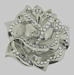 Flower Belt Buckles White Rose Vintage Bling Iced Silver Metal Cowgirl Western