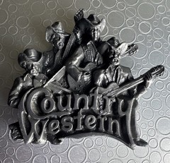 Vintage 1981 Bergamot Brass Works Country Western Band Pewter Belt Buckle T-96