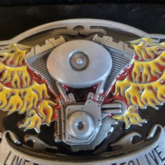 Live To Ride Ride To Live Flaming Biker Belt Buckle Metal & Glossy Enamel