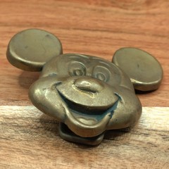 70s Baron Walt Disney Production Mickey Mouse Head Solid Brass Belt Buckle