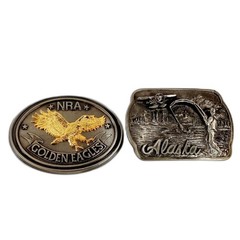 6 Vintage NRA Golden Eagles Belt Buckles Limited Edition Commemorative Box Pouch