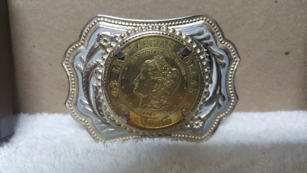 1970 RARE Las Vegas Dollar Cut Out Coin Belt Buckle / NEW !!