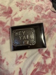 Blazin Roxx “Hey Y’all” Silver Rectangular Western Floral Belt Buckle 1.5in