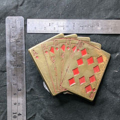 Baron Solid Brass Playing Cards Western Belt Buckle Gold/Red 1.5 in 5937