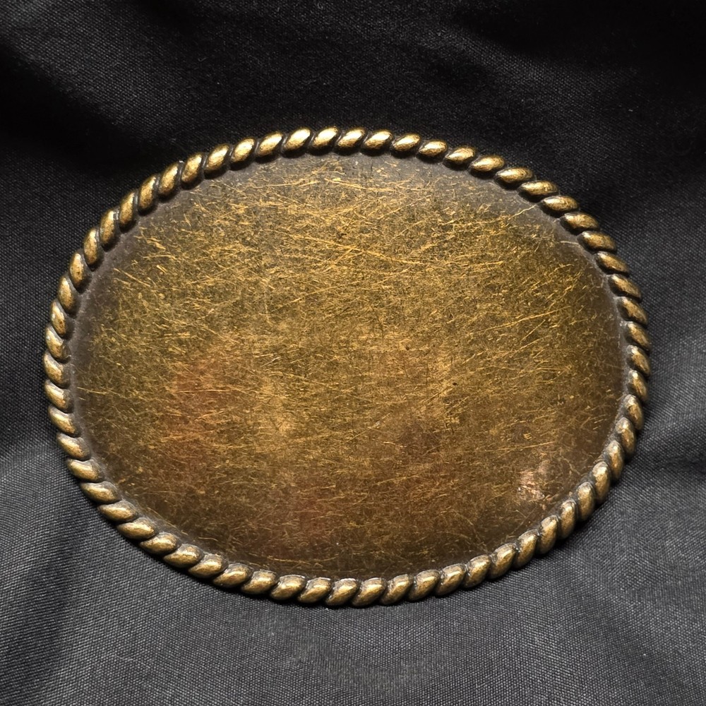 Oval Belt Buckle Blank Rope Edge Antique Bronze Finish QC11659 Western Craft