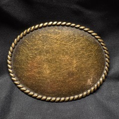 Oval Belt Buckle Blank Rope Edge Antique Bronze Finish QC11659 Western Craft
