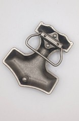 Viking Thor&rsquo;s Hammer Mjolnir Belt Buckle Silver Tone Norse Mythology Accessory