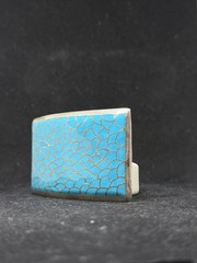 Native zuni inlay sleeping beauty Turquoise Sterling Silver Belt Buckle stamped