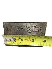 Vintage Brass Belt Buckle Winchester Repeating Arms New Haven Conn. Rifle Guns