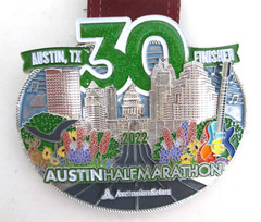 2022 Austin Half Marathon Belt Buckle w Lanyard Ribbon Running Texas Finisher