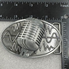 Microphone Sound Wave Belt Buckle Retro Music Rockabilly Metal