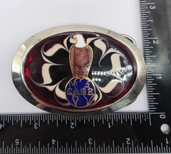 Case Belt Buckle Old Abe Bald Eagle & Globe Trademark Red Cloisonne READ