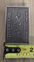 Vintage True Religion « World Tour » metal plaque belt buckle
