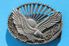 EJC Men&rsquo;s American Eagle Belt Buckle Silver Tone Rising Sun Western Patriotic