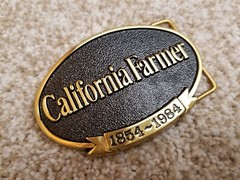 Vintage California Farmer Magazine Belt Buckle 130th Aniversary 1984 Brass Jadco