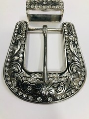 Western buckle 3 Piece Buckle Set rhinostone leather belt buckle cowgirl 40mm
