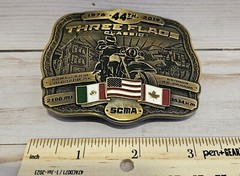 THREE 3 FLAGS CLASSIC MEXICO USA REGINA CANADA BELT BUCKLE 2019 NIP