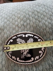 Vintage belt buckle black silvertone eagle W u.s.a.