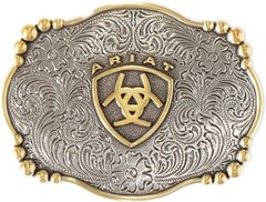 Ariat® Floral Engraved Silver & Gold Belt Buckle A37019