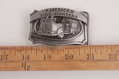 American Fire Fighters FD Belt Buckle Siskiyou Williams Oregon Pewter Truck
