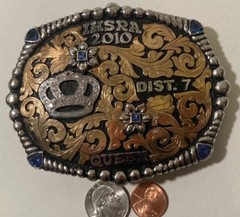 Nice 2010 Metal Belt Buckle, IHSRA, Queen, Crown, Silver and Brass, Horse, Bob