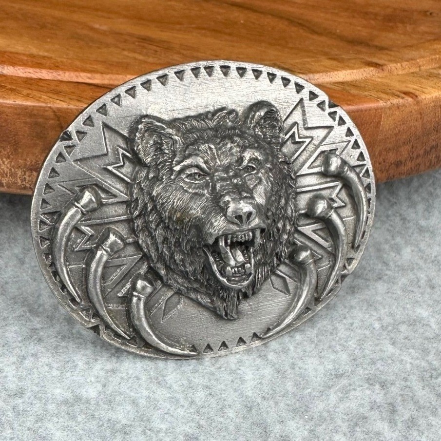 Vtg 1991 Siskiyou Buckle Co Grizzly Bear Claws Pewter Belt Buckle V-92 USA