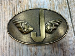Monogram Flying Letter J Aviator Wings Taiwan Made Belt Buckle