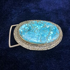 Natural Turquoise Belt Buckle Large Statement Western Belt Buckle Blue Turquoise